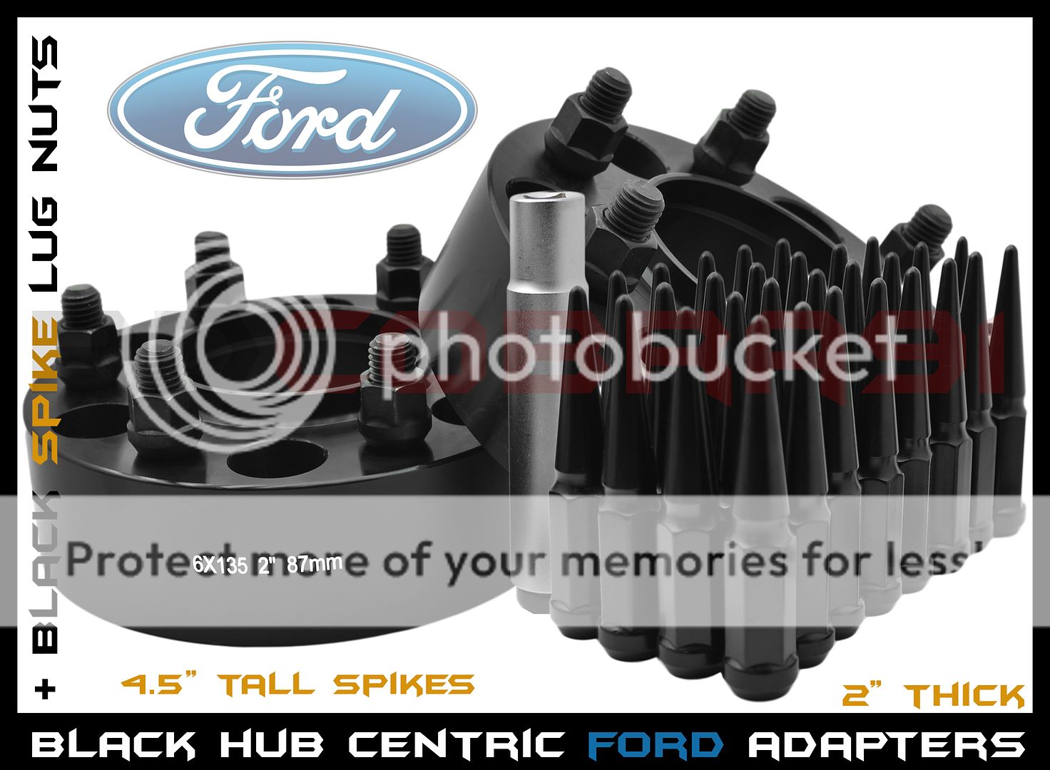 Complete Ford F-150 Black 2" Hub Centric Wheel Spacers 6x135 24 Spline Lug Nuts