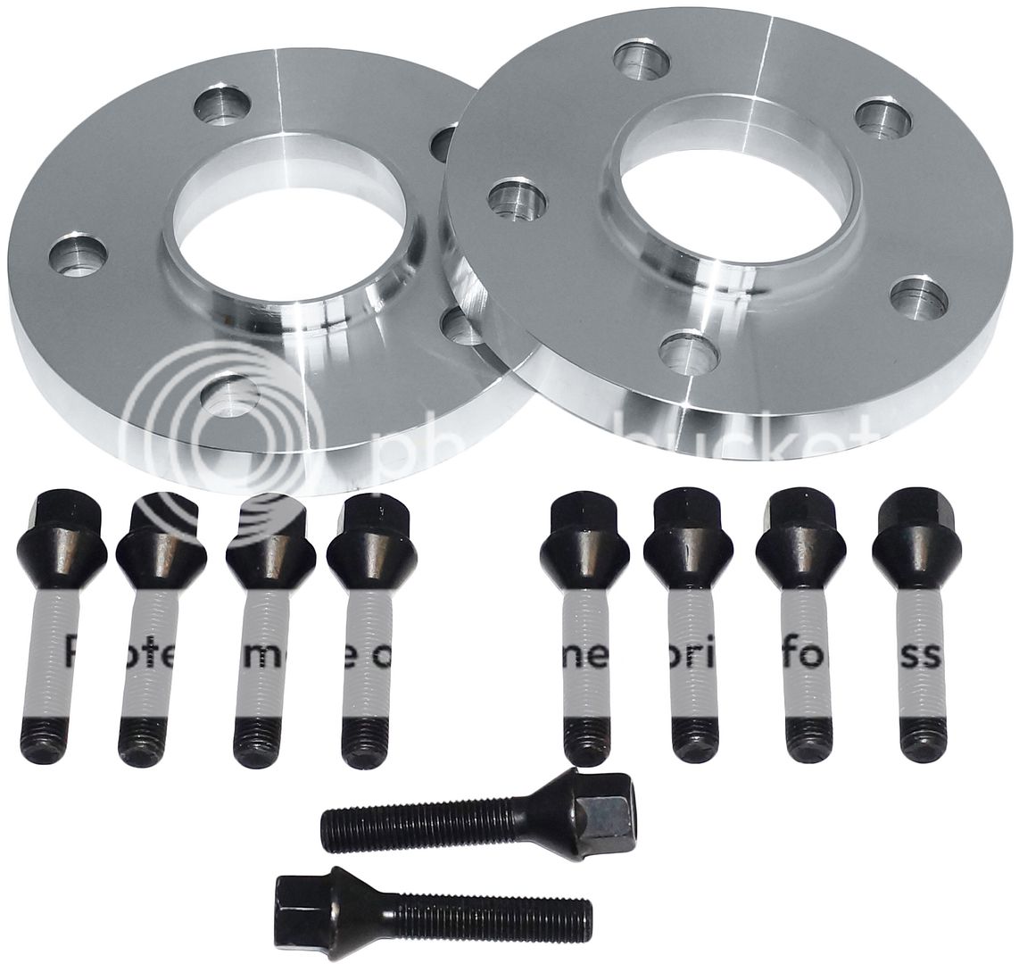 2 Pc BMW 15 MM Hub Centric Wheel Spacers W/ Black 14x1.25 Lug Bolts New