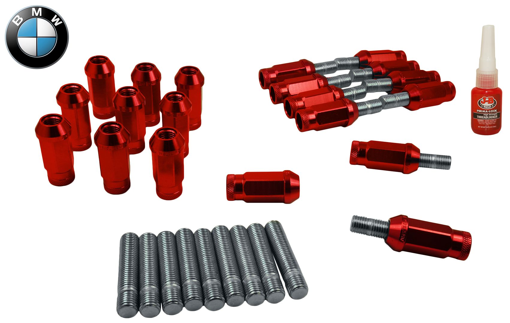 12x1.5 BMW Racing Stud Conversion Kit 75mm Blue Racing Lug Nuts Free Shipping
