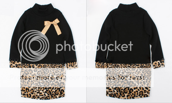 Kinder schwarz & Leopard Bogen Rüschen Kleider Mädchen Kleider