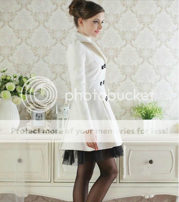 Klassische Winter Women Zweireiher Hem Gaze Wollmantel long schlanke