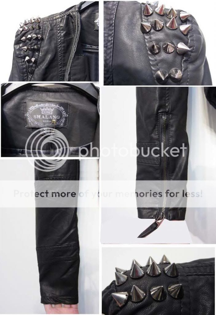 Neu Damen Vintage Punk Rock&Roll Leder Jacke Schulter Bluse Niet