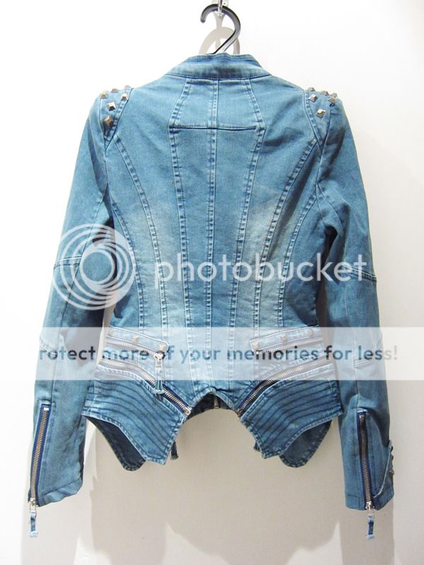 Neu Damen Vintage Punk Rock&Roll Jacke Bluse Niet Mantel Elegant Jeans